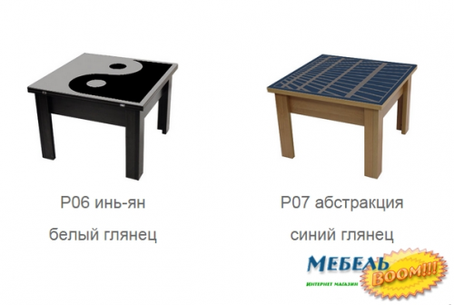 Стол-трансформер MLX- 2 в 1 цветное стекло с изображением (журнальный + обеденный) 