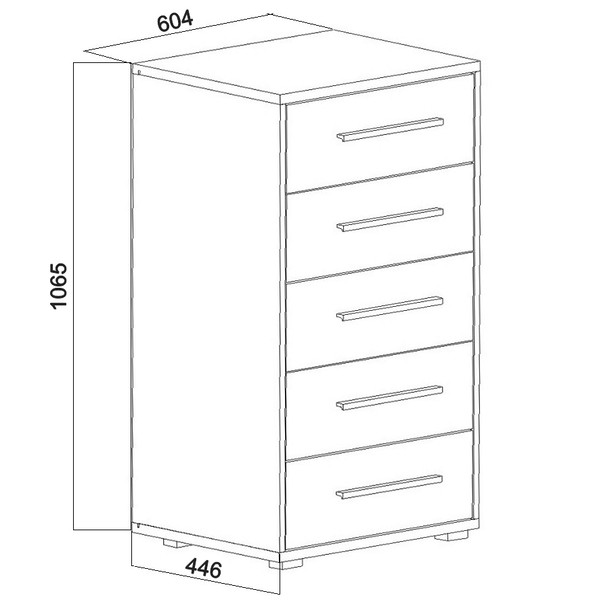 Комод 5 ящиков EMB- Мирина White (белый)​