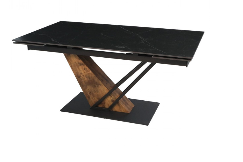 Стол раскладной INI- FERNANDO CERAMIC 160(220)*90 черный мат/ старый дуб