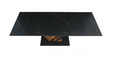 Стол раскладной INI- FERNANDO CERAMIC 160(220)*90 черный мат/ старый дуб
