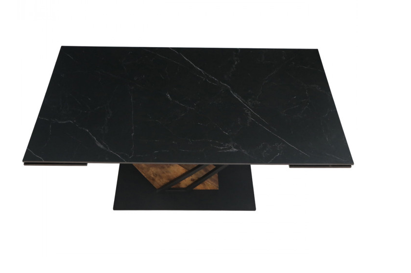 Стол раскладной INI- FERNANDO CERAMIC 160(220)*90 черный мат/ старый дуб