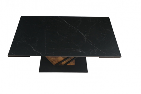 Стол раскладной INI- FERNANDO CERAMIC 160(220)*90 черный мат/ старый дуб