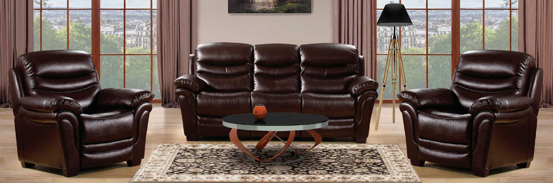 Комплект мягкой мебели BLN- Хантер 3р+1эр+1эр (темно-коричневый)