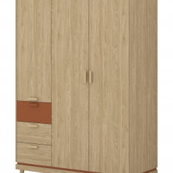 Шкаф на 3 двери с 3 ящиками Helvetia SCANDI 24D5OH19 (дуб/кирпич)