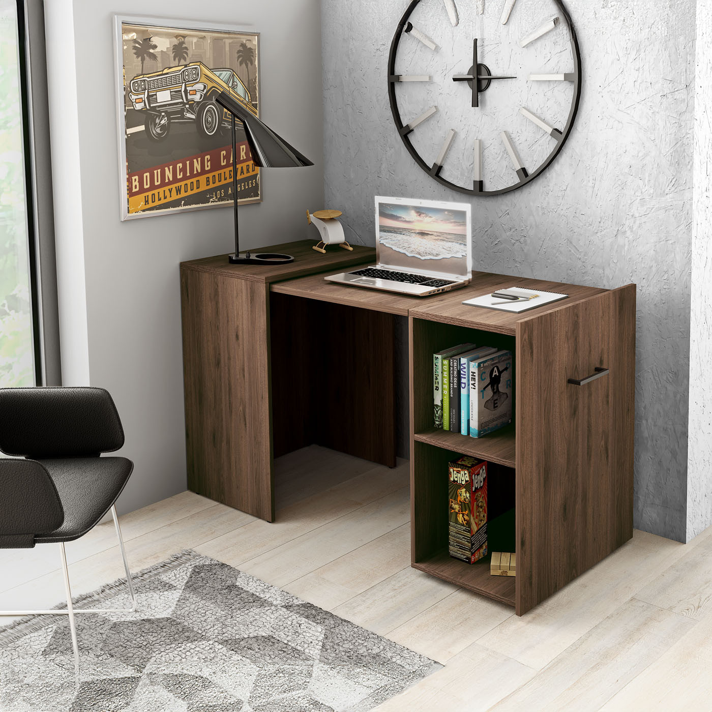 Раздвижной письменный стол Helvetia SMART 24OKLV03 (орех окапи)