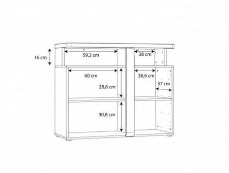 Комод на 2 двери Forte TULUZA TUZK221B (дуб артизан/белый глянец)