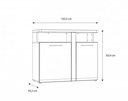 Комод на 2 двери Forte TULUZA TUZK221B (дуб артизан/белый глянец)