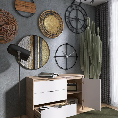 Большой комод EVR- Сити-1150 дуб Сонома + фасад белый