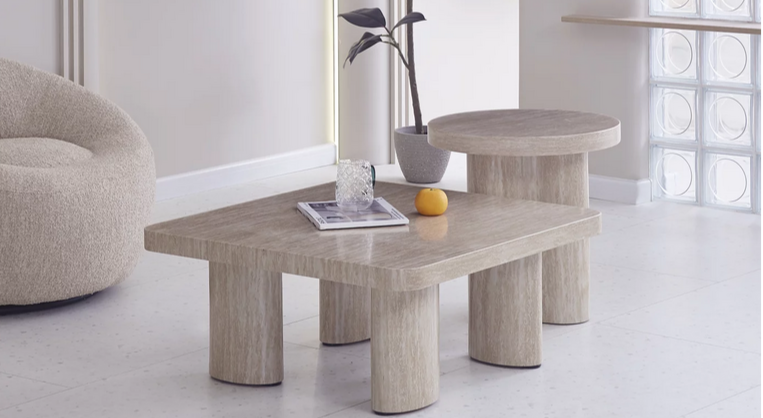 Стол кофейный CRV- Juan,Travertine top and base 50 см