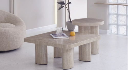 Стол кофейный CRV- Juan,Travertine top and base 50 см