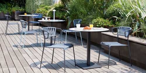 Стол для кафе VLL- SCAB Tiffany D70 (белый мрамор/черный)