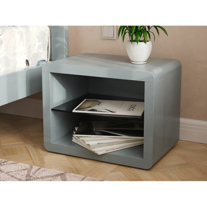 Тумба прикроватная RBV- Глория стекло (белый, серый, кашемир)