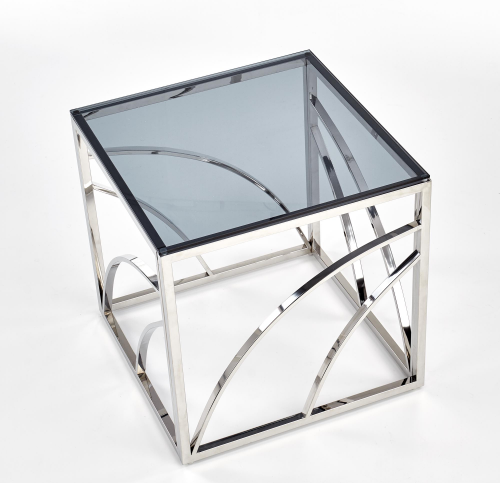 Стол журнальный квадратный стеклянный PL- Halmar UNIVERSE KWADRAT silver (серебряный)