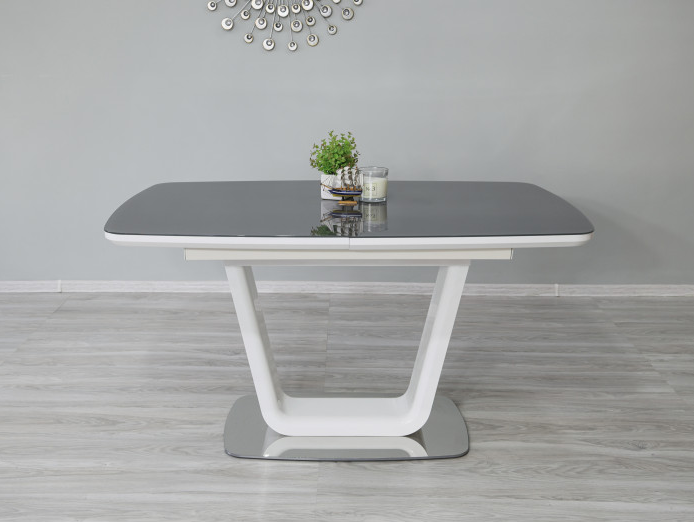 Стол модерн premium Evro- BELARDO DT9923 Grey/White Gloss 140*90
