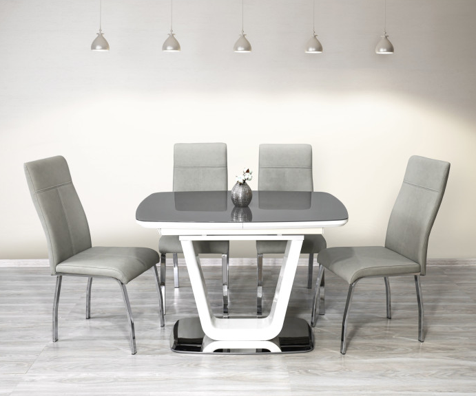 Стол модерн premium Evro- BELARDO DT9923 Grey/White Gloss 140*90