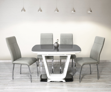 Стол модерн premium Evro- BELARDO DT9923 Grey/White Gloss 140*90