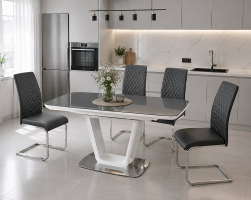 Стол модерн premium Evro- BELARDO DT9923 Grey/White Gloss 140*90