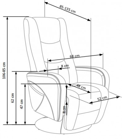 Мягкое раскладное кресло с функцией массажа PL- HALMAR PULSAR-2 темно-серый
