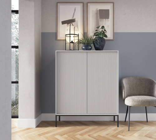 Комод высокий Perfect Home Новая/Nova 2-дверный с черными ножками K104 Серый