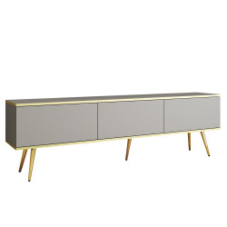 Тумба под ТВ Perfect Home Оро / Oro RTV175 3-дверная с золотыми ножками Серый