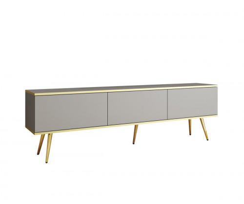 Тумба под ТВ Perfect Home Оро / Oro RTV175 3-дверная с золотыми ножками Серый