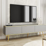 Тумба под ТВ Perfect Home Оро / Oro RTV175 3-дверная с золотыми ножками Серый