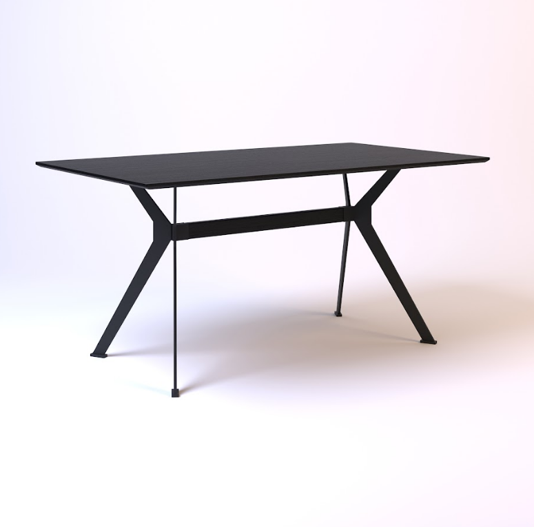 Стол обеденный LVK- Stealth 160 х 90 черные ноги/ черный дуб
