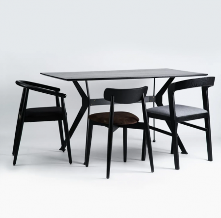 Стол обеденный LVK- Stealth 160 х 90 черные ноги/ черный дуб