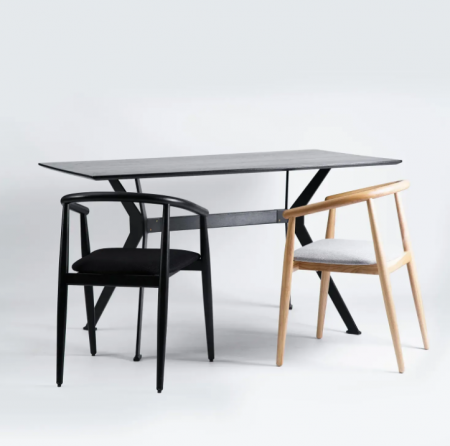 Стол обеденный LVK- Stealth 160 х 90 черные ноги/ черный дуб