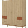 Шкаф на 4 двери с 6 ящиками Helvetia SCANDI 24D5OH20 (дуб/кирпич)
