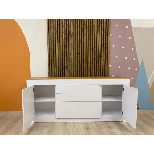 Большой комод Ларри-2 Нимфея альба/Дуб сонома (LION-041064) ТОП