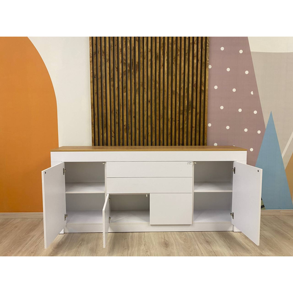 Большой комод Ларри-2 Нимфея альба/Дуб сонома (LION-041064) ТОП