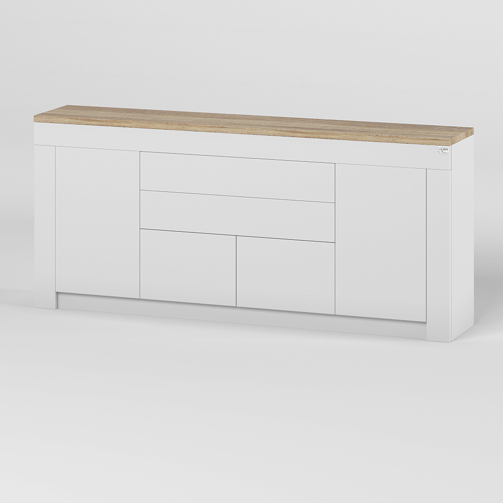 Большой комод Ларри-2 Нимфея альба/Дуб сонома (LION-041064) ТОП