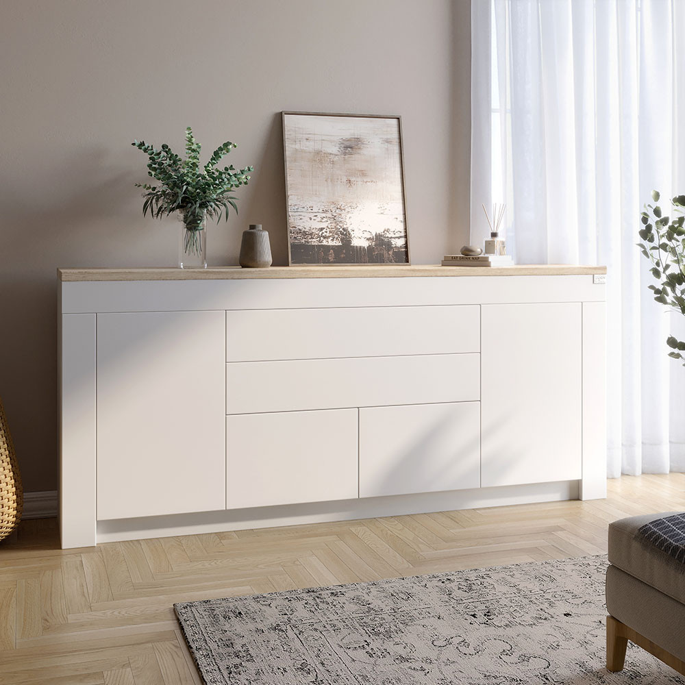 Большой комод Ларри-2 Нимфея альба/Дуб сонома (LION-041064) ТОП