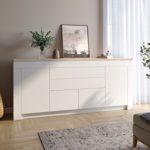 Большой комод Ларри-2 Нимфея альба/Дуб сонома (LION-041064) ТОП