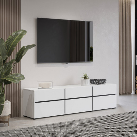 Тумба под телевизор на 3 двери и 3 ящика Helvetia CROSS 249WMY41 (белый-черный)