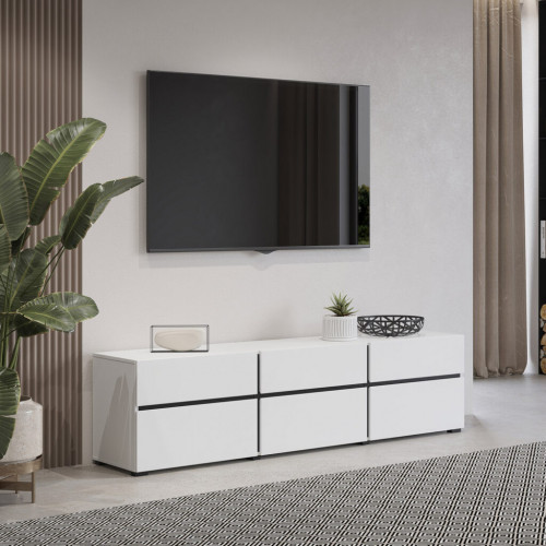 Тумба под телевизор на 3 двери и 3 ящика Helvetia CROSS 249WMY41 (белый-черный)