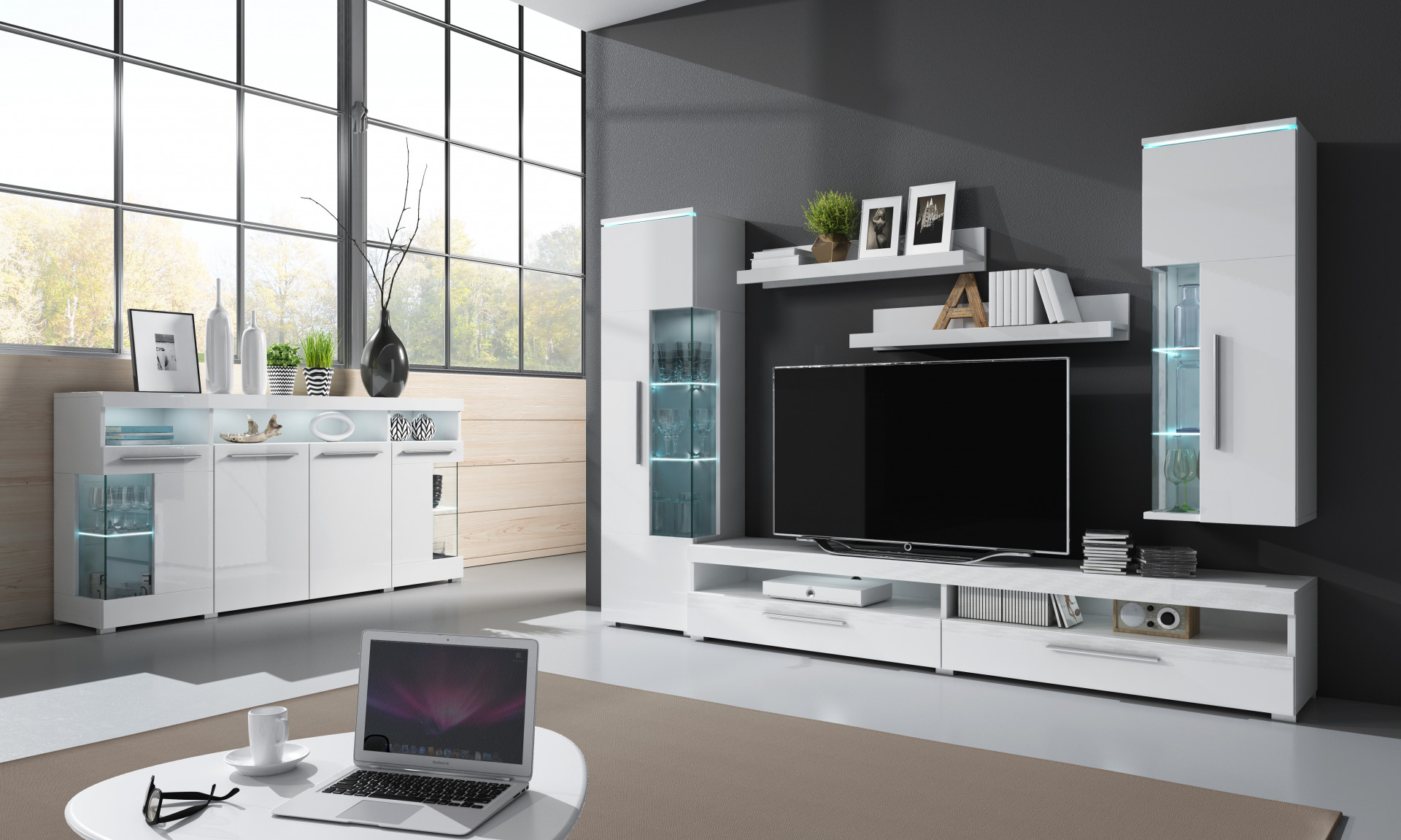 Комод на 4 двери Helvetia INDIA 2497DE42 (белый/белый глянец)