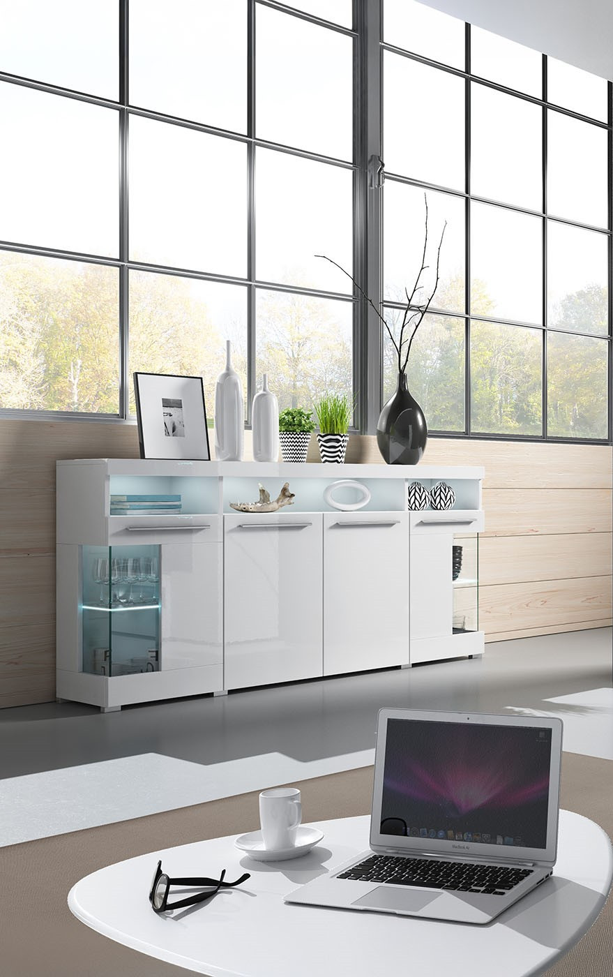 Комод на 4 двери Helvetia INDIA 2497DE42 (белый/белый глянец)