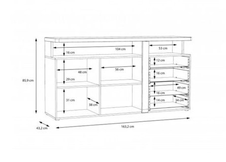 Комод на 2 двери и 4 ящика Forte TULUZA TUZK231B (дуб артизан/белый глянец)