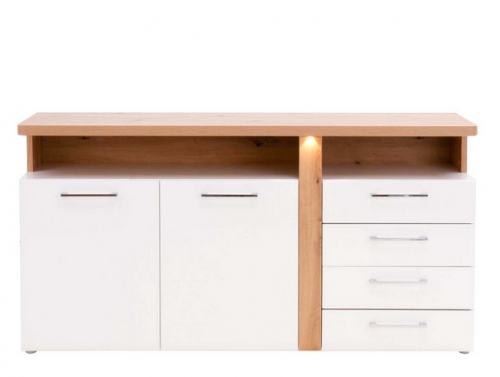Комод на 2 двери и 4 ящика Forte TULUZA TUZK231B (дуб артизан/белый глянец)