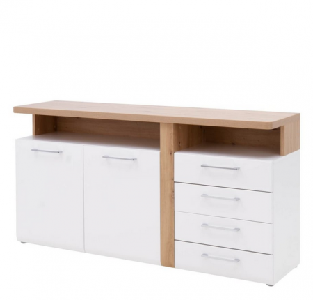 Комод на 2 двери и 4 ящика Forte TULUZA TUZK231B (дуб артизан/белый глянец)