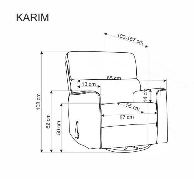 Кресло - шезлонг мягкое HALMAR KARIM (серый) 