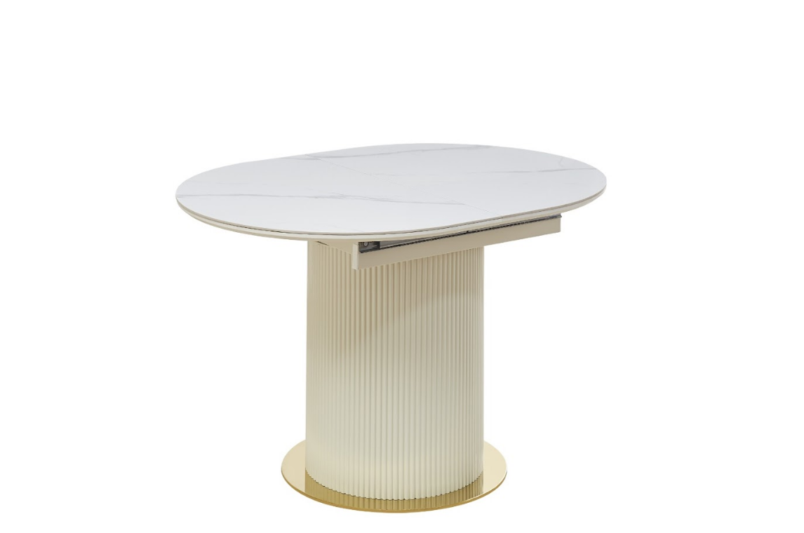 Стол обеденный  EXI- RIVIERA-G белый мрамор глянец + золотая ножка