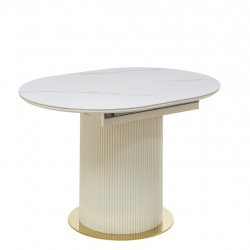 Стол обеденный  EXI- RIVIERA-G белый мрамор глянец + золотая ножка