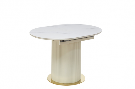Стол обеденный  EXI- RIVIERA-G белый мрамор глянец + золотая ножка