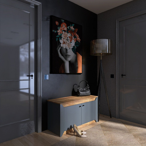 Тумба для обуви в прихожую EVR- Нордик-980 2Д дуб крафт золотой + графит