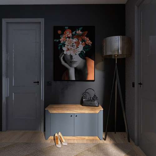 Тумба для обуви в прихожую EVR- Нордик-980 2Д дуб крафт золотой + графит