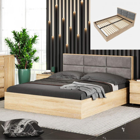 Кровать с мягким изголовьем EVR- Лайт (основа Ламель) дуб Сонома