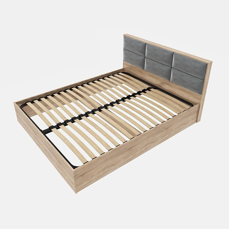 Кровать с мягким изголовьем EVR- Лайт-1600 (основа Ламель) дуб Сонома